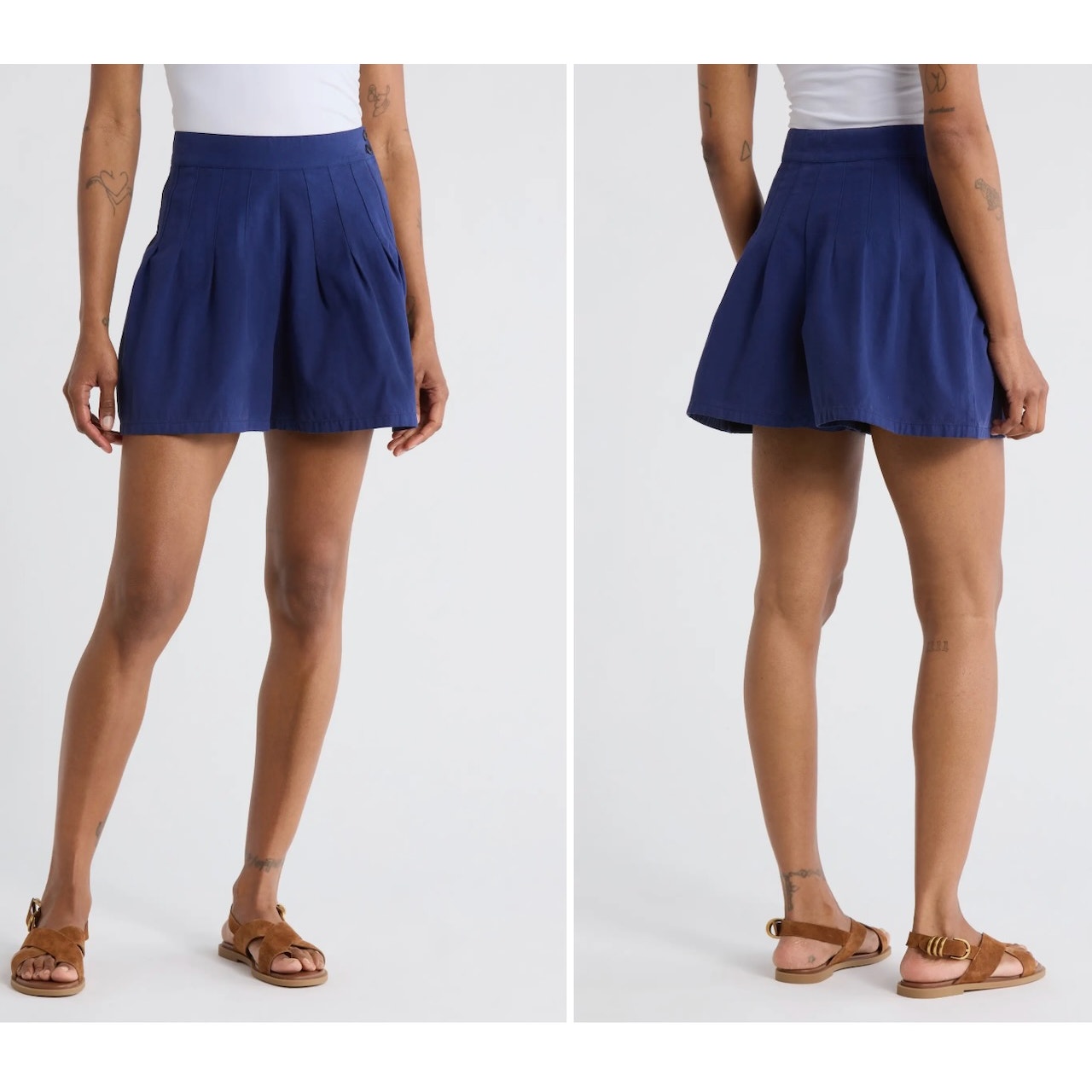 The Great The Pleated Shorts French Blue Cotton Linen Size 2/Fits 4-6 Small New